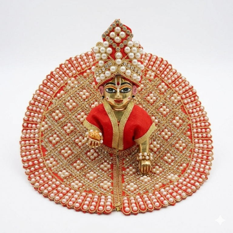 Tiny Shiny Laddu Gopal Poshak Thakur Ji Dress Heavy Designer Dress for Kanha Ji Fancy Dress for Bal Krishna Janmaasthmi Special for Ladoo Gopal Ji (Size-4 And 5)