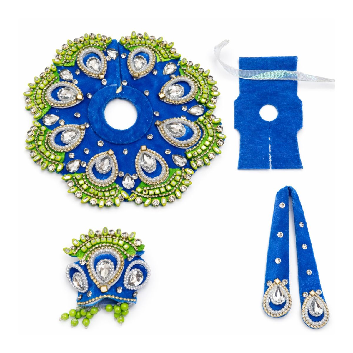 Tiny Shiny Laddu Gopal Poshak Thakur Ji Dress Heavy Designer Dress for Kanha Ji Fancy Dress for Bal Krishna Janmaasthmi Special for Ladoo Gopal Ji (Size-2)