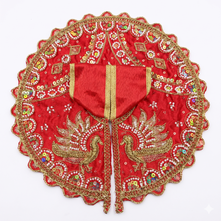 Tiny Shiny Laddu Gopal Poshak Thakur Ji Dress Heavy Designer Dress for Kanha Ji Fancy Dress for Bal Krishna Janmaasthmi Special for Ladoo Gopal Ji (Size-4 And 5)