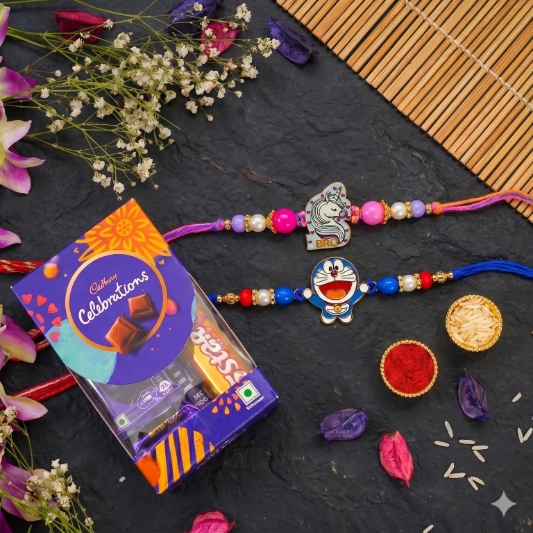 Unicorn & Doraemon Kids Rakhi Set of 2 Designer Rakhi for Brother