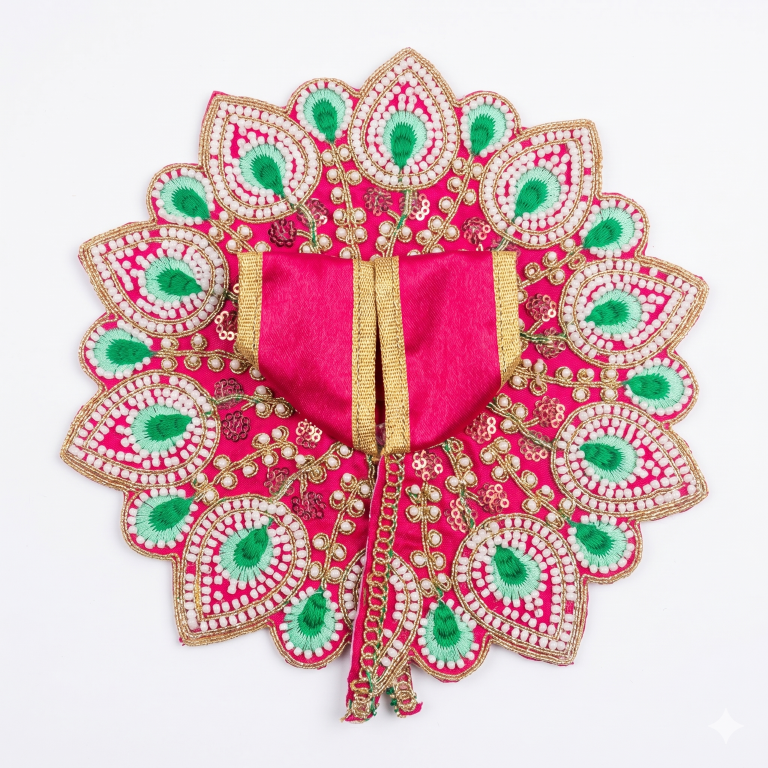 Tiny Shiny Laddu Gopal Poshak Thakur Ji Dress Heavy Designer Dress for Kanha Ji Fancy Dress for Bal Krishna Janmaasthmi Special for Ladoo Gopal Ji (Size-4)