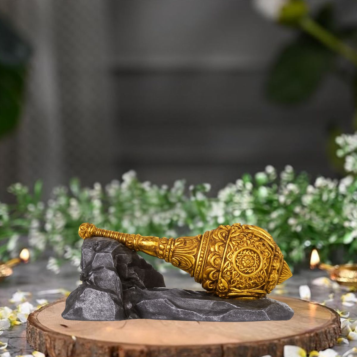 Tiny Shiny Hanuman Ji Gada Bajrang Bali Resin Idol – Decorative Statue for Pooja Room, Home, Office & Living Room | Spiritual Blessing Figurine | Table & Interior Decor Gift - image 2