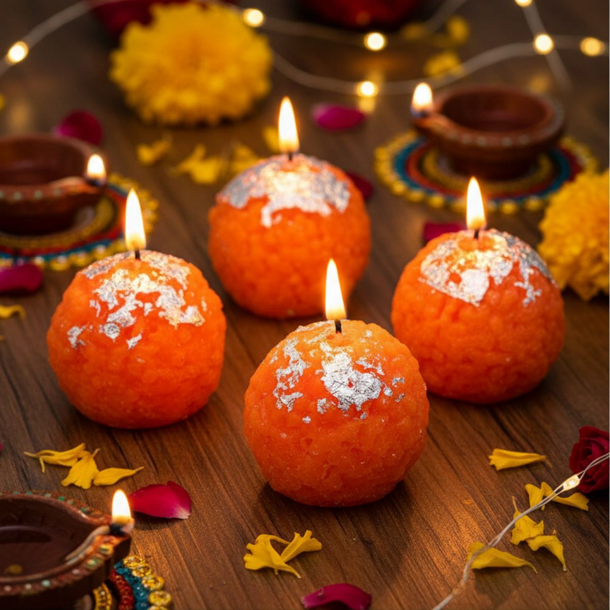 4pc Mootichoor Ladoo Candle Set