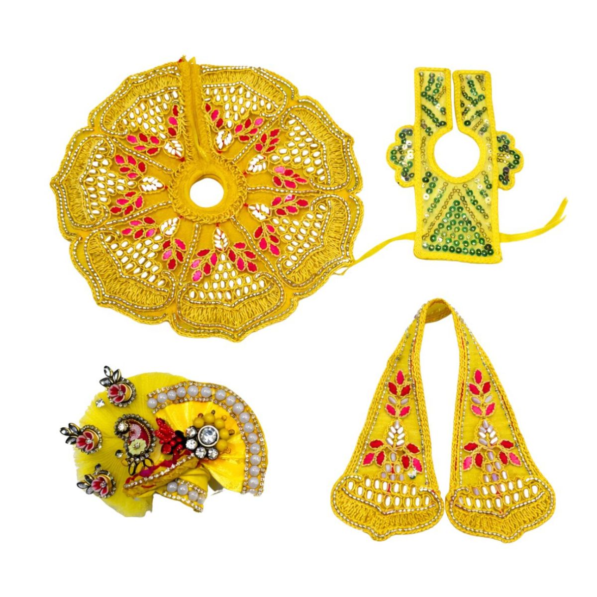 Tiny Shiny Laddu Gopal Poshak Thakur Ji Dress Heavy Designer Dress for Kanha Ji Fancy Dress for Bal Krishna Janmaasthmi Special for Ladoo Gopal Ji (Size- 0 to 6)