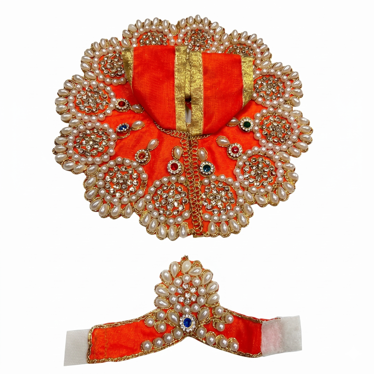 Tiny Shiny Laddu Gopal Poshak Thakur Ji Dress Heavy Designer Dress for Kanha Ji Fancy Dress for Bal Krishna Janmaasthmi Special for Ladoo Gopal Ji (Size- 3 to 5)