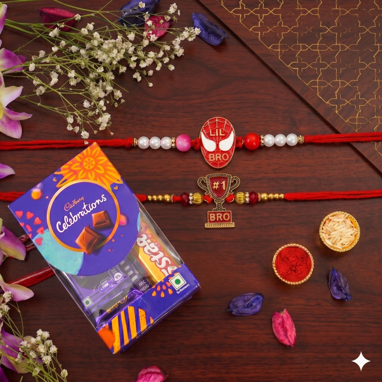 Lil Bro & No.1 Bro Kids Rakhi Set of 2 Designer Rakhi for Brother