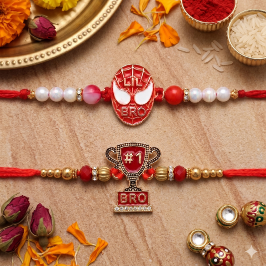 Lil Bro & No.1 Bro Kids Rakhi Set of 2 Designer Rakhi for Brother