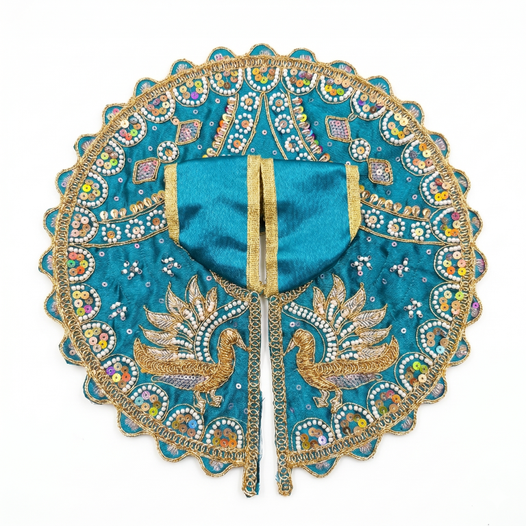 Tiny Shiny Laddu Gopal Poshak Thakur Ji Dress Heavy Designer Dress for Kanha Ji Fancy Dress for Bal Krishna Janmaasthmi Special for Ladoo Gopal Ji (Size-4 And 5)