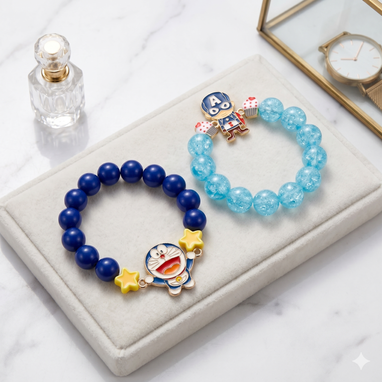 Captain & Doraemon Bracelet Bro Kids Rakhi Set of 2 Designer Rakhi for Brother