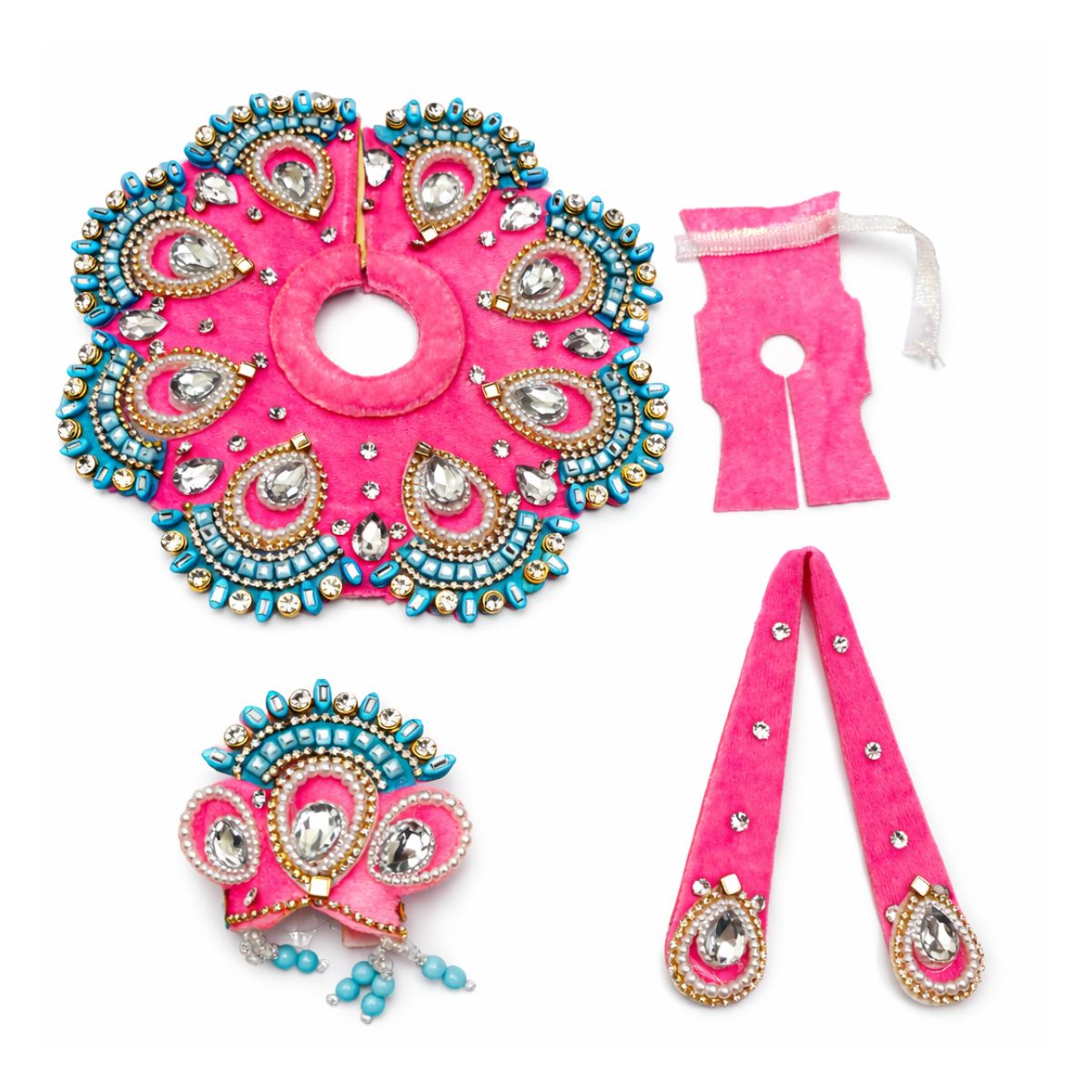 Tiny Shiny Laddu Gopal Poshak Thakur Ji Dress Heavy Designer Dress for Kanha Ji Fancy Dress for Bal Krishna Janmaasthmi Special for Ladoo Gopal Ji (Size-2)