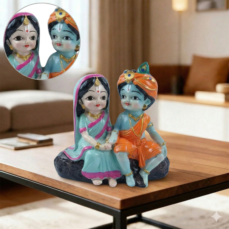 Divine Little Radha Krishna Figurine | Cute Spiritual Home & Car Decor