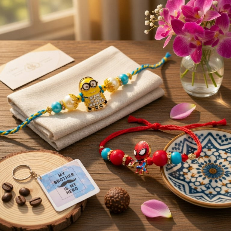 Minion & Spider Hero Rakhi Set of 2 | Kids Designer Rakhi for Brother
