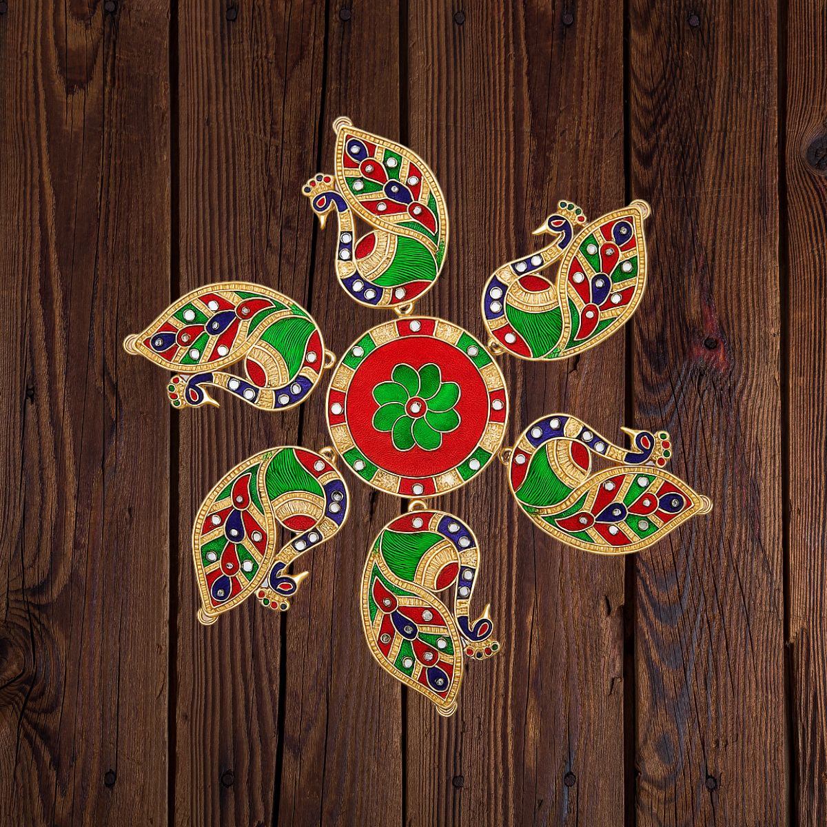 Peacock Meena Stone Rangoli
