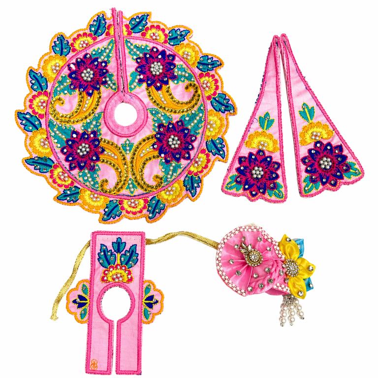 Tiny Shiny Laddu Gopal Poshak Thakur Ji Dress Heavy Designer Dress for Kanha Ji Fancy Dress for Bal Krishna Janmaasthmi Special for Ladoo Gopal Ji (Size- 0 to 5)