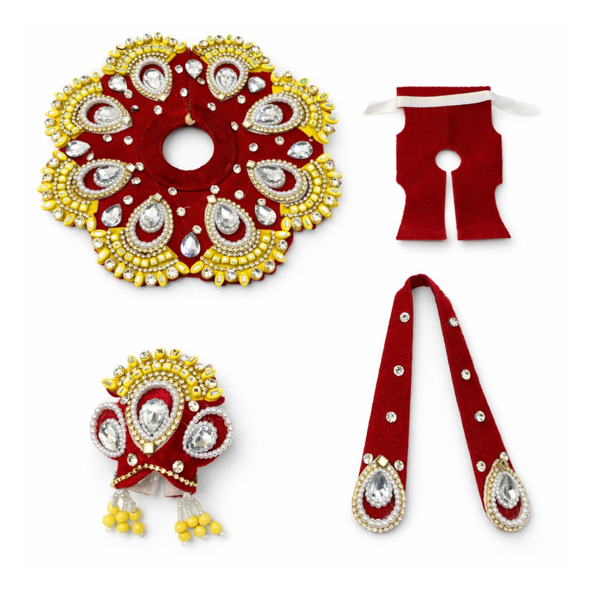 Tiny Shiny Laddu Gopal Poshak Thakur Ji Dress Heavy Designer Dress for Kanha Ji Fancy Dress for Bal Krishna Janmaasthmi Special for Ladoo Gopal Ji (Size-2)