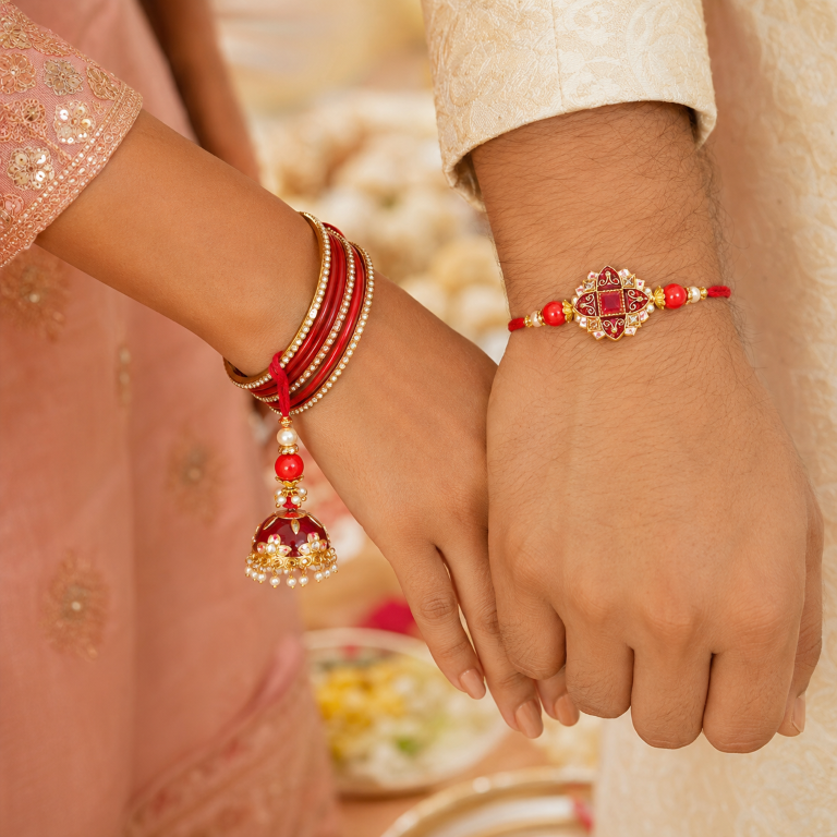the timeless bond of love with the Tiny Shiny Bhai Bhabhi Rakhi Set
