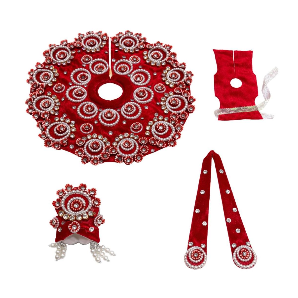 Tiny Shiny Laddu Gopal Poshak Thakur Ji Dress Heavy Designer Dress for Kanha Ji Fancy Dress for Bal Krishna Janmaasthmi Special for Ladoo Gopal Ji (Size- 1 to 6)
