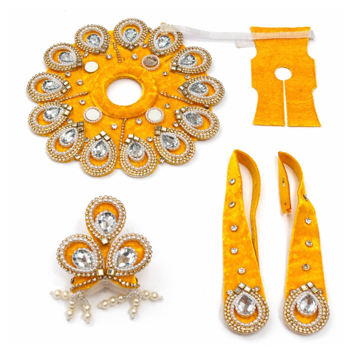 Tiny Shiny Laddu Gopal Poshak Thakur Ji Dress Heavy Designer Dress for Kanha Ji Fancy Dress for Bal Krishna Janmaasthmi Special for Ladoo Gopal Ji (Size-2 , Inch-6)