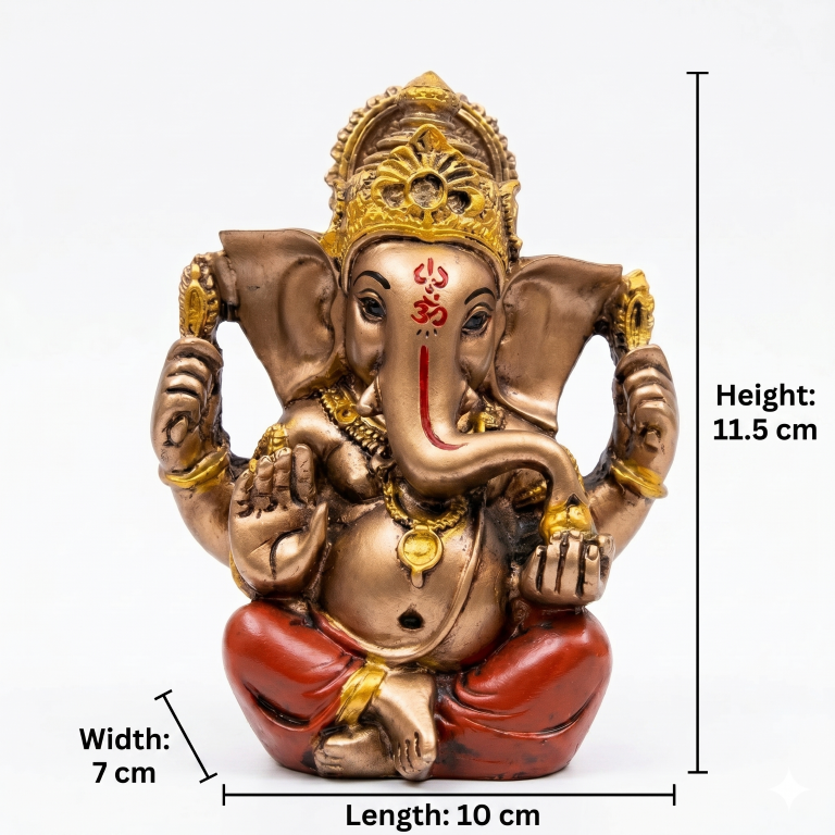 Divine Lord Ganesha Idol - Antique Bronze & Gold Finish (11.5 cm) | Home Decor & Gift Murti