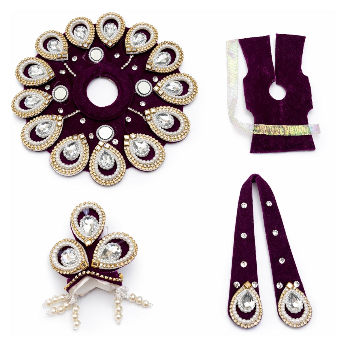 Tiny Shiny Laddu Gopal Poshak Thakur Ji Dress Heavy Designer Dress for Kanha Ji Fancy Dress for Bal Krishna Janmaasthmi Special for Ladoo Gopal Ji (Size-2 , Inch-6)