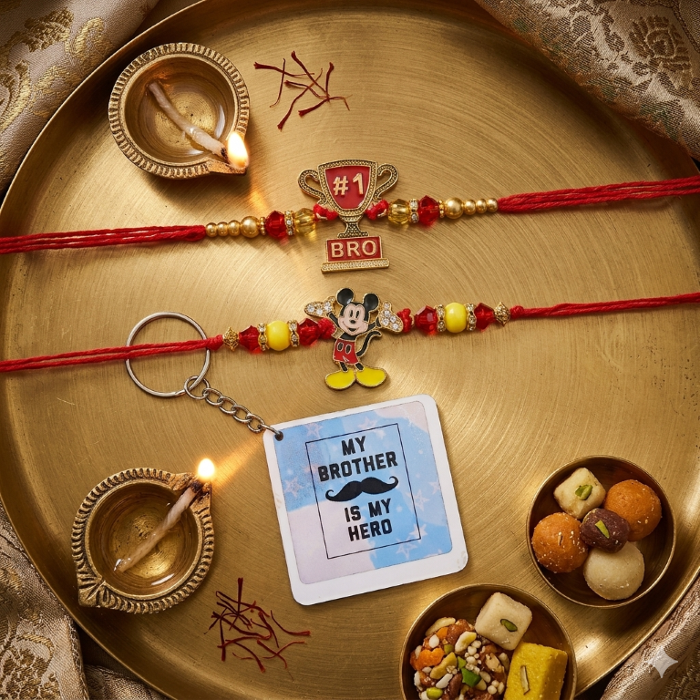 No.1 Bro & Mickey Rakhi Set of 2 | Designer Rakhi for Brother