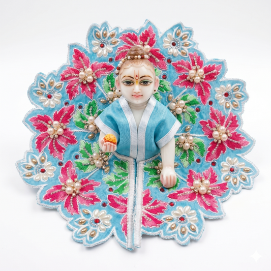 Tiny Shiny Laddu Gopal Poshak Thakur Ji Dress Heavy Designer Dress for Kanha Ji Fancy Dress for Bal Krishna Janmaasthmi Special for Ladoo Gopal Ji (Size-4 And 5)