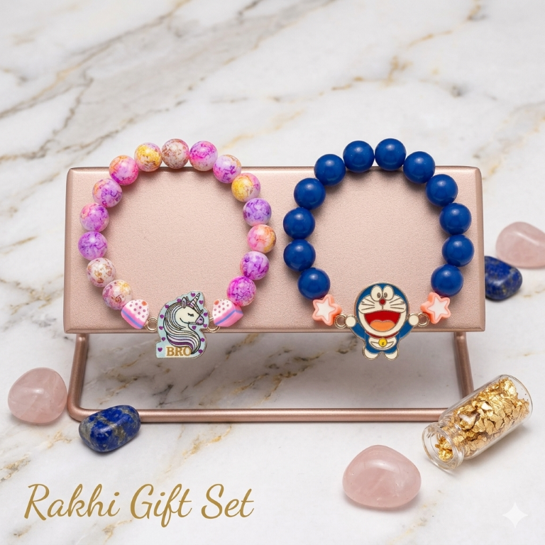Unicorn & Doraemon Bracelet Bro Kids Rakhi Set of 2 Designer Rakhi for Brother