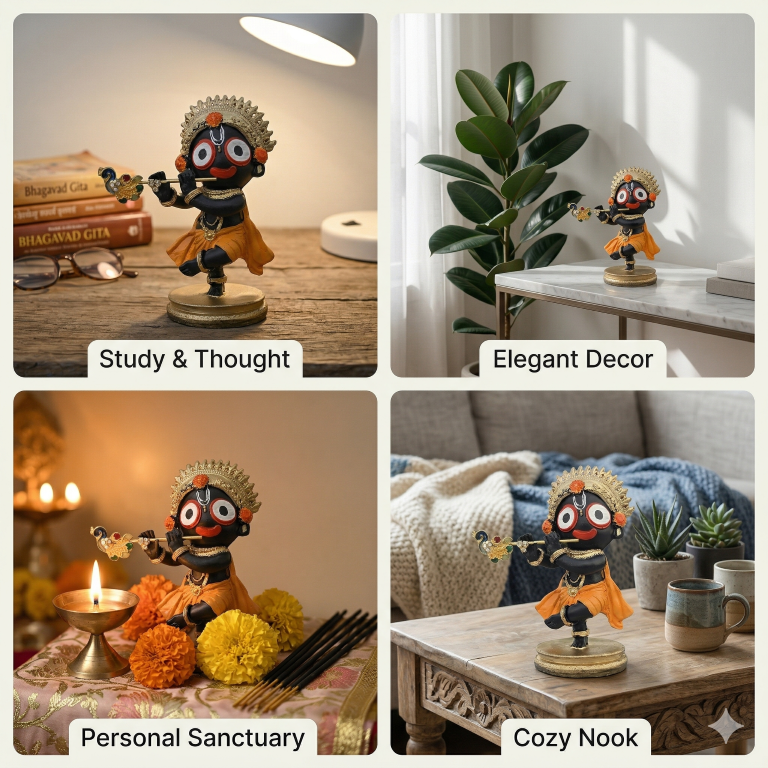 Divine Little Jagannath-Krishna Figurine | Cute Spiritual Idol for Home & Car