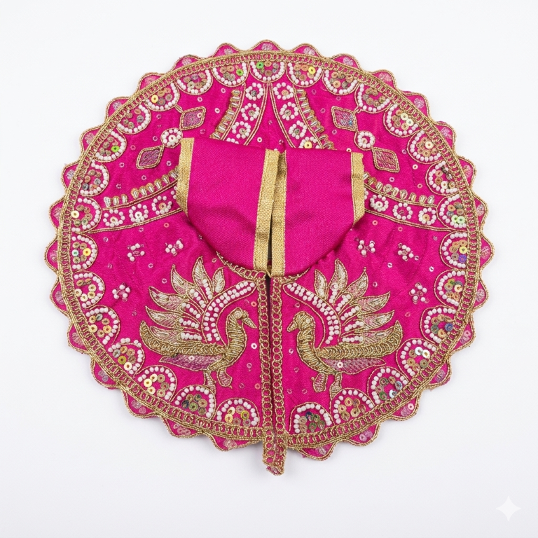 Tiny Shiny Laddu Gopal Poshak Thakur Ji Dress Heavy Designer Dress for Kanha Ji Fancy Dress for Bal Krishna Janmaasthmi Special for Ladoo Gopal Ji (Size-4 And 5)