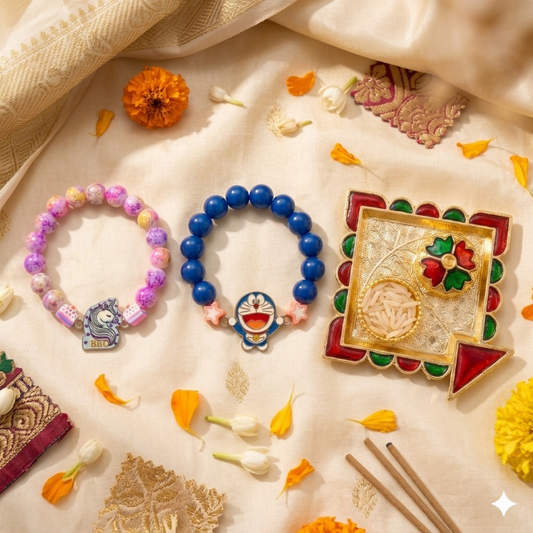 Unicorn & Doraemon Bracelet Bro Kids Rakhi Set of 2 Designer Rakhi for Brother