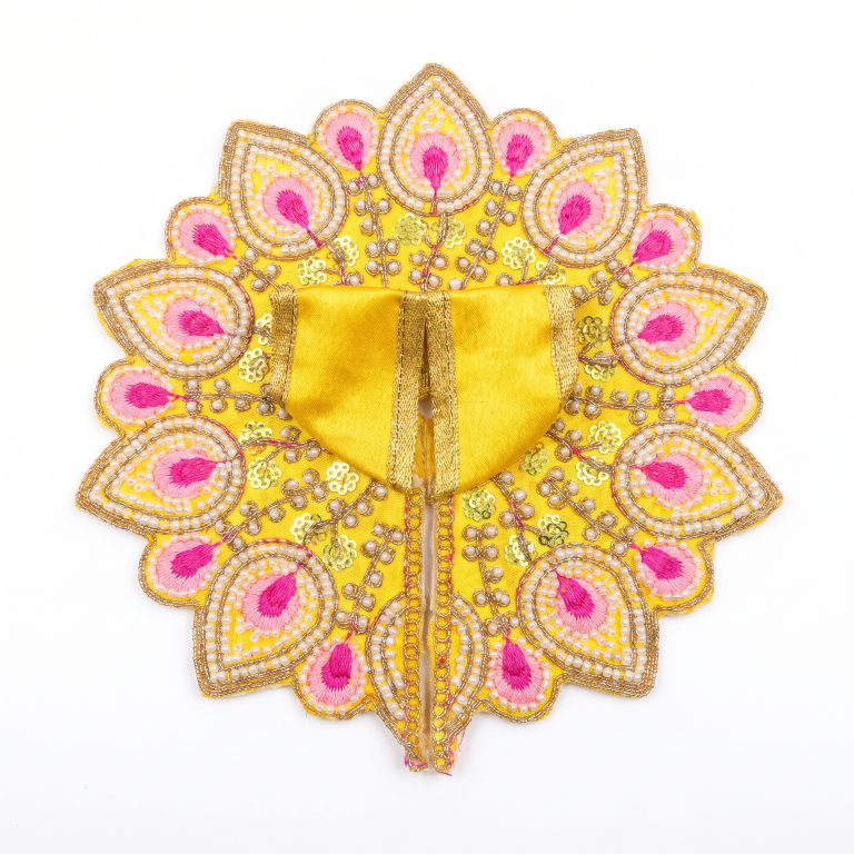 Tiny Shiny Laddu Gopal Poshak Thakur Ji Dress Heavy Designer Dress for Kanha Ji Fancy Dress for Bal Krishna Janmaasthmi Special for Ladoo Gopal Ji (Size-4)