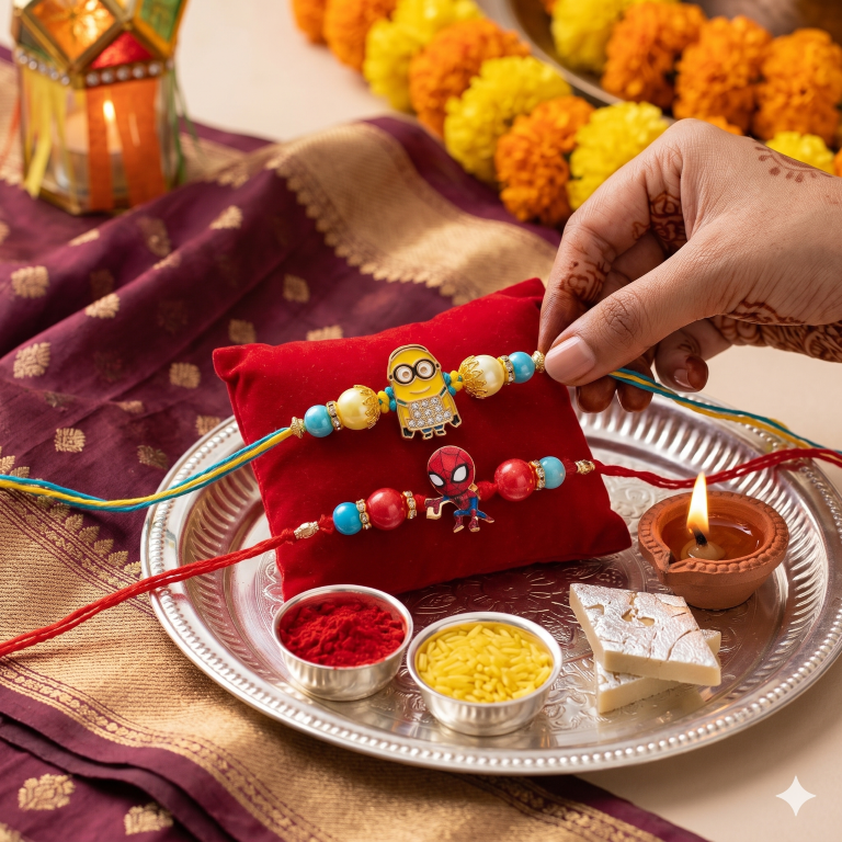 Minion & Spider Hero Rakhi Set of 2 | Kids Designer Rakhi for Brother