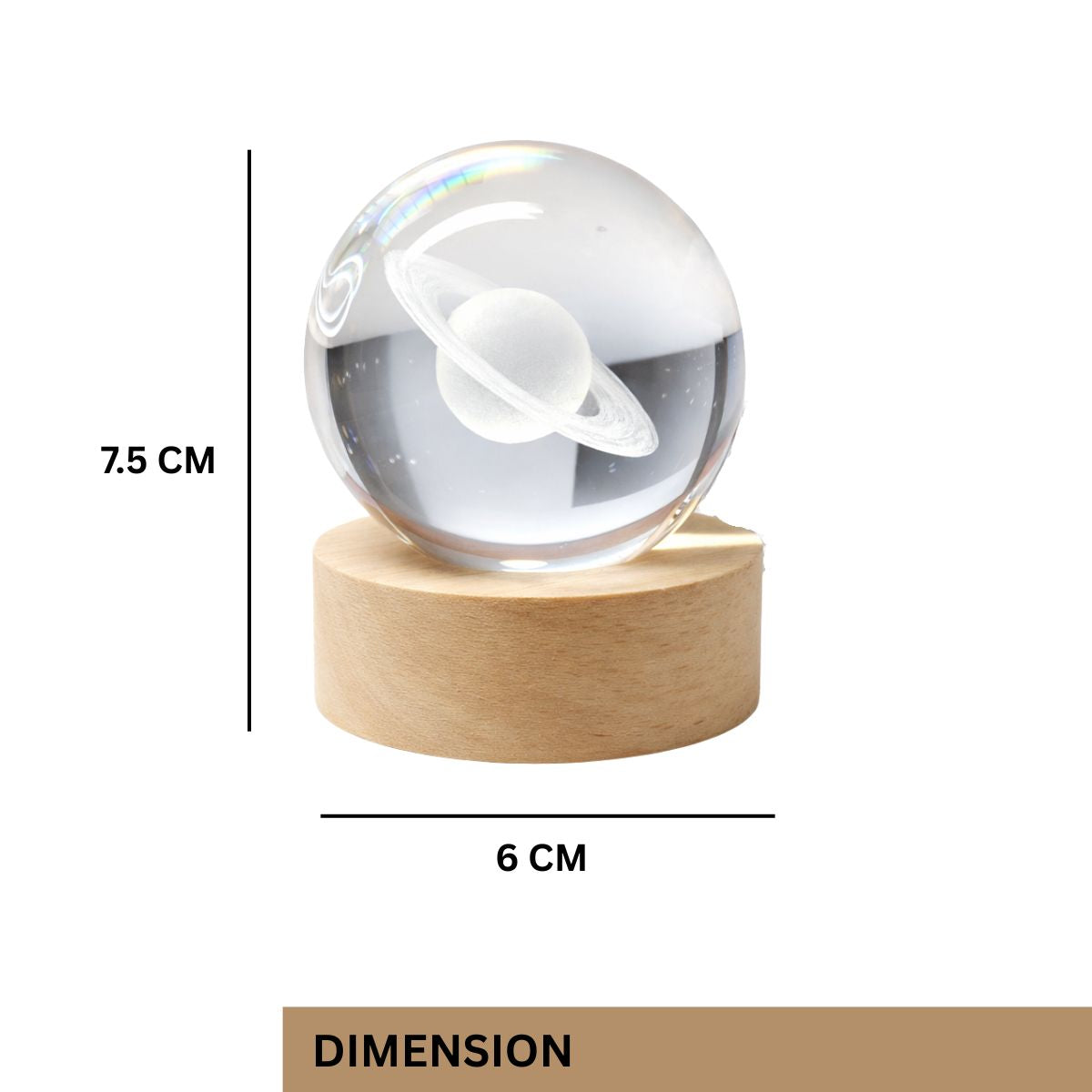 Tiny Shiny 3D Crystal Saturn Ball Night Light —  LED Desk Lamp with Multicolor Glow