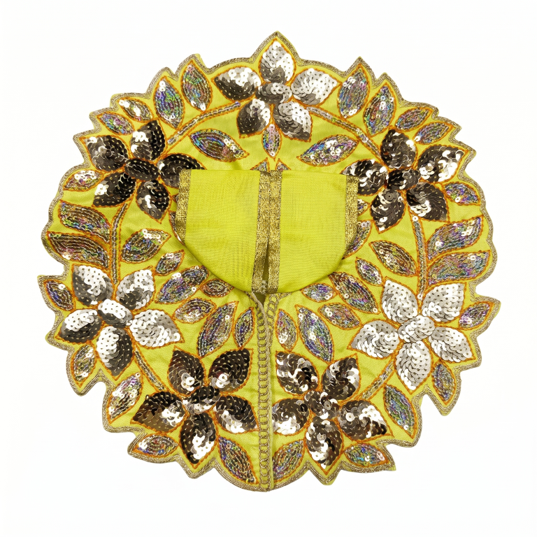 Tiny Shiny Laddu Gopal Poshak Thakur Ji Dress Heavy Designer Dress for Kanha Ji Fancy Dress for Bal Krishna Janmaasthmi Special for Ladoo Gopal Ji (Size-4 and 5)