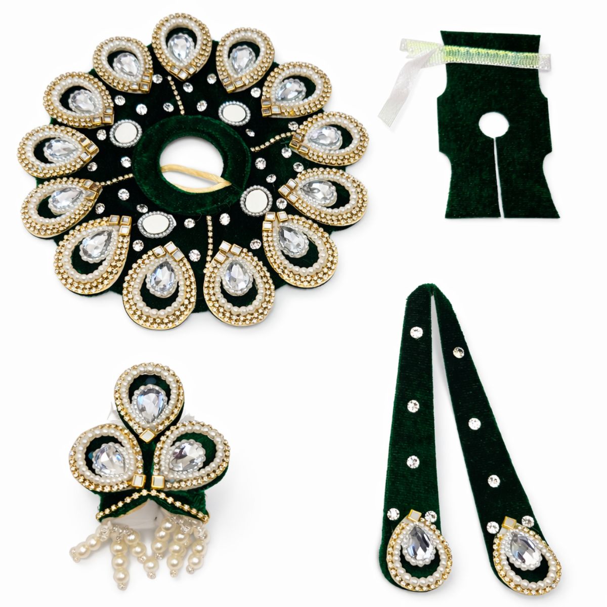 Tiny Shiny Laddu Gopal Poshak Thakur Ji Dress Heavy Designer Dress for Kanha Ji Fancy Dress for Bal Krishna Janmaasthmi Special for Ladoo Gopal Ji (Size-2 , Inch-6)