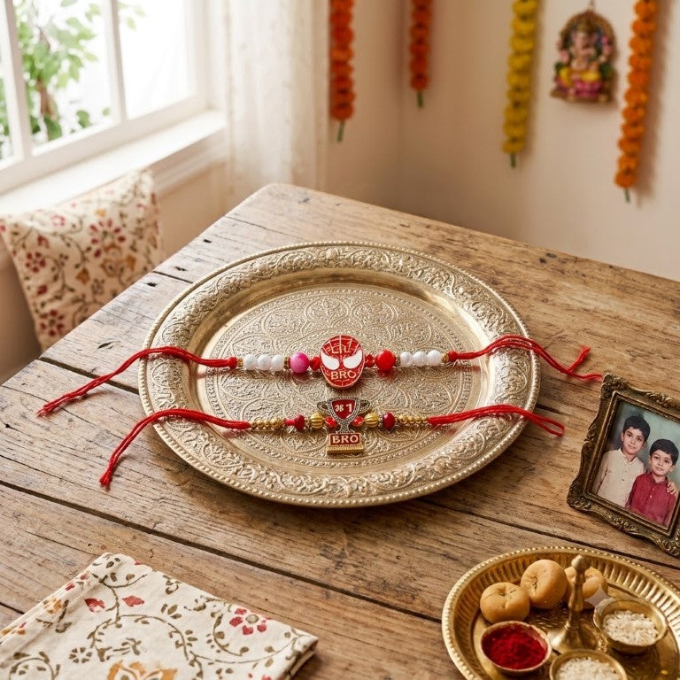 Lil Bro & No.1 Bro Kids Rakhi Set of 2 Designer Rakhi for Brother