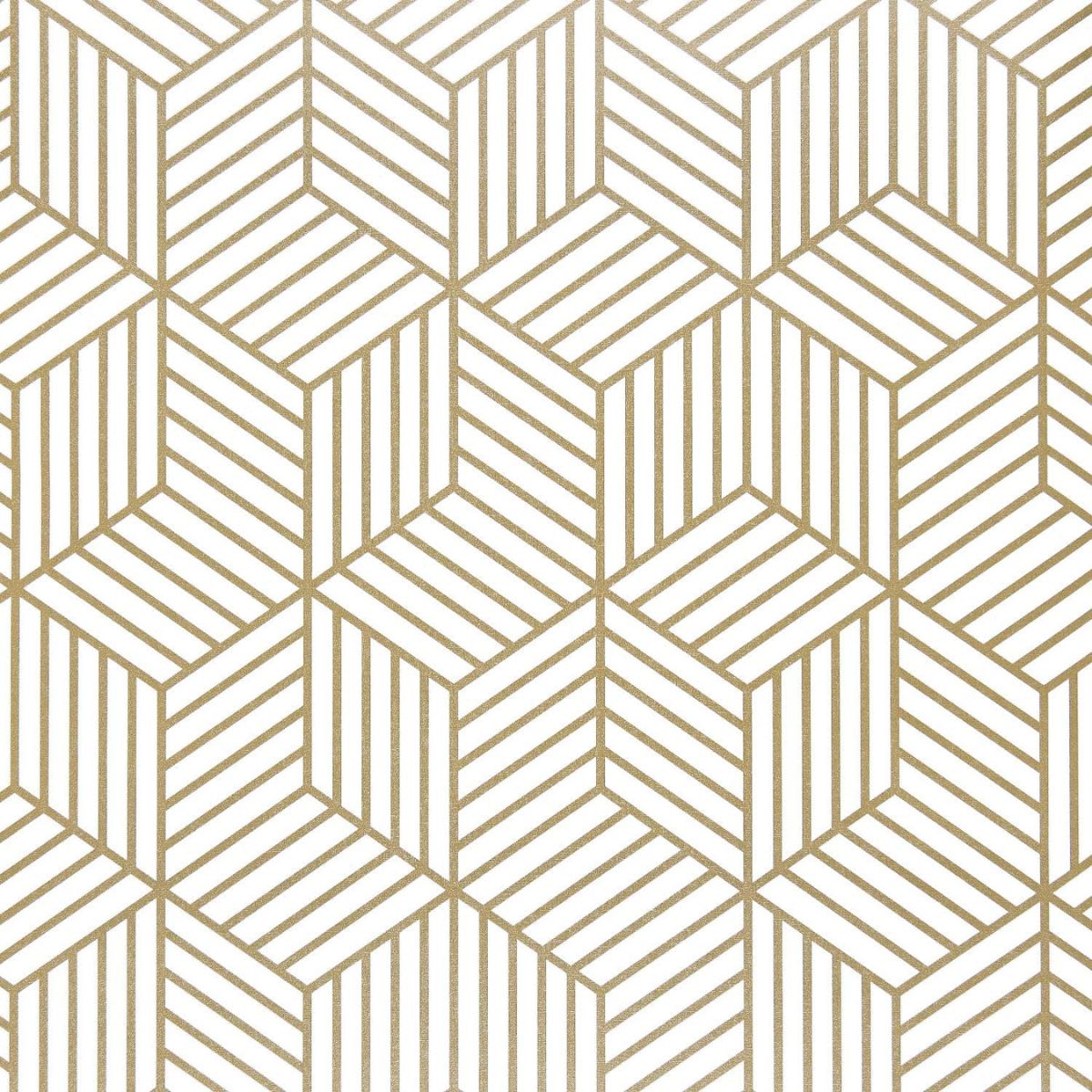 White and Gold Geometric Lines Removable Wallpaper