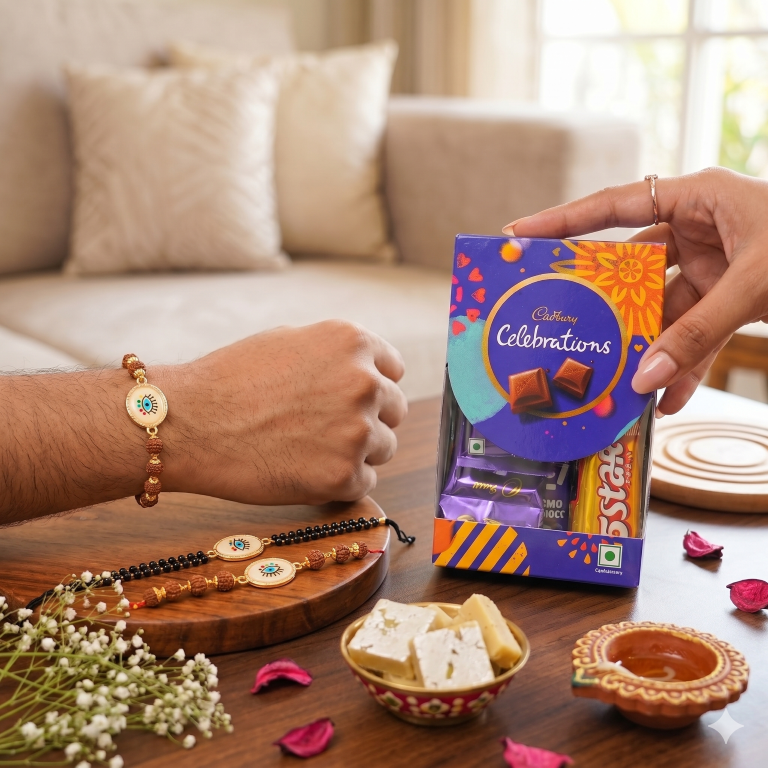 Bhai Bhabhi Rakhi Set | Evil Eye Rakhi & Rudraksha Lumba Bracelet