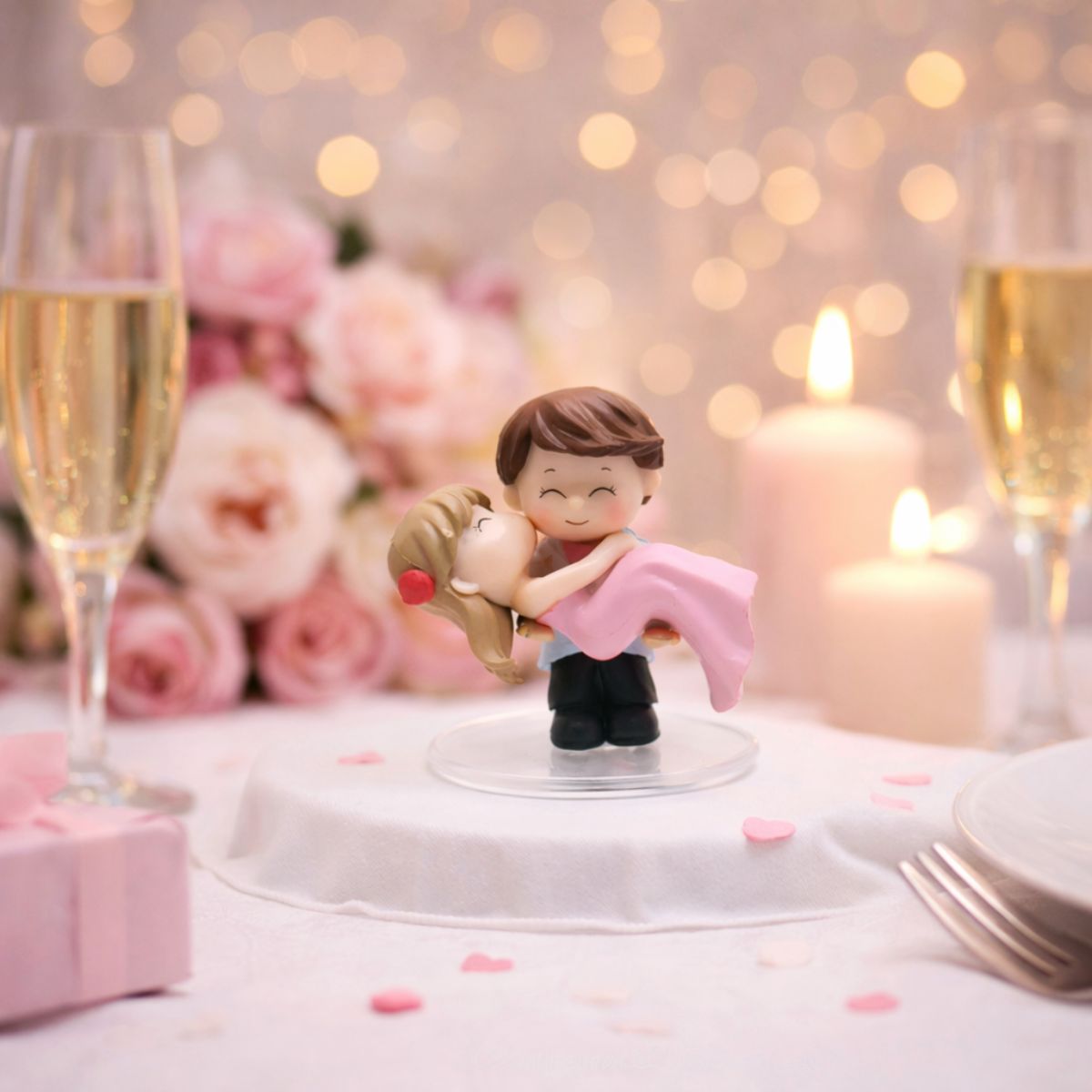 Cute Romantic Couple Miniature | Bride Groom Resin Showpiece for Home Decor | Valentine