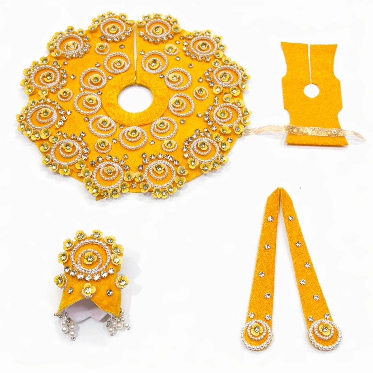 Tiny Shiny Laddu Gopal Poshak Thakur Ji Dress Heavy Designer Dress for Kanha Ji Fancy Dress for Bal Krishna Janmaasthmi Special for Ladoo Gopal Ji (Size- 1 to 6)