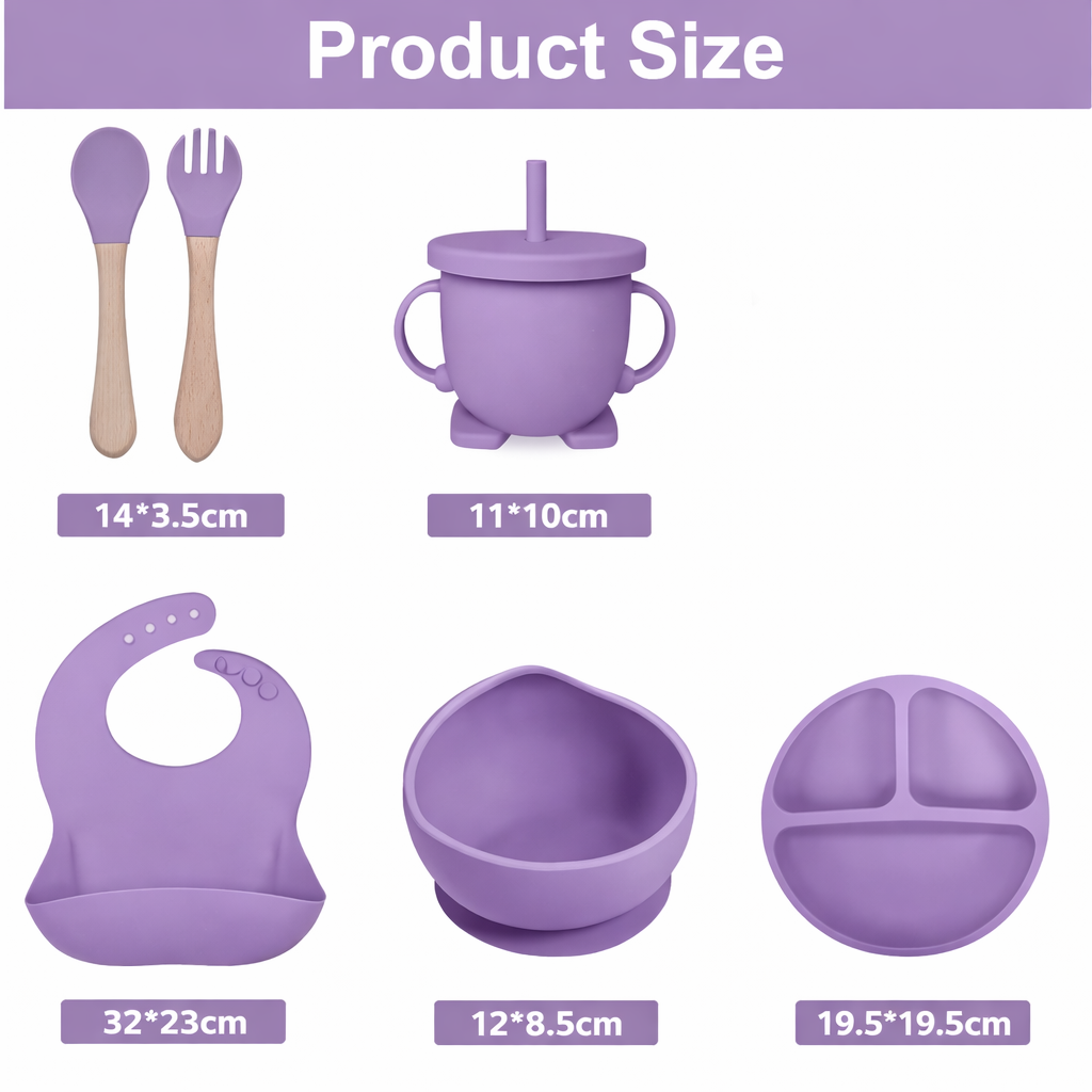 Silicone Baby Feeding Set 6 Pcs Purple
