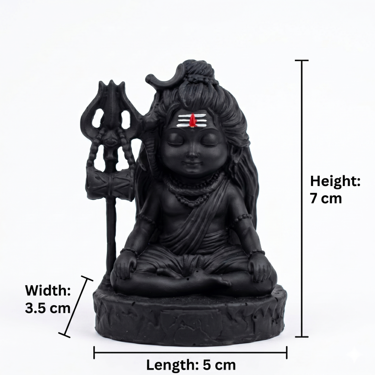 Meditating Little Shiva (Adiyogi) Miniature Idol - Cute Mahadev Figurine for Car Dashboard & Home Decor