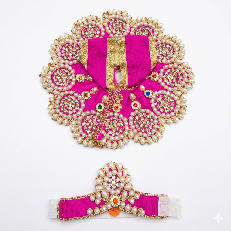 Tiny Shiny Laddu Gopal Poshak Thakur Ji Dress Heavy Designer Dress for Kanha Ji Fancy Dress for Bal Krishna Janmaasthmi Special for Ladoo Gopal Ji (Size- 3 to 5)