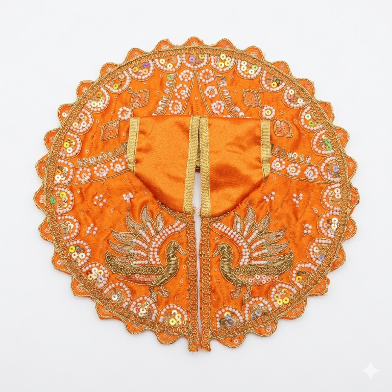 Tiny Shiny Laddu Gopal Poshak Thakur Ji Dress Heavy Designer Dress for Kanha Ji Fancy Dress for Bal Krishna Janmaasthmi Special for Ladoo Gopal Ji (Size-4 And 5)