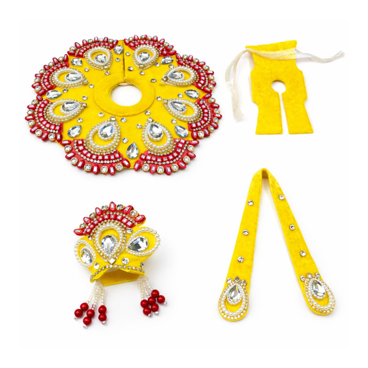 Tiny Shiny Laddu Gopal Poshak Thakur Ji Dress Heavy Designer Dress for Kanha Ji Fancy Dress for Bal Krishna Janmaasthmi Special for Ladoo Gopal Ji (Size-2)