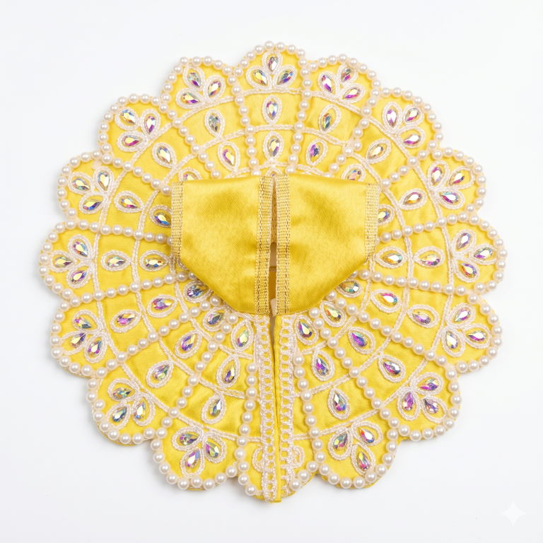 Tiny Shiny Laddu Gopal Poshak Thakur Ji Dress Heavy Designer Dress for Kanha Ji Fancy Dress for Bal Krishna Janmaasthmi Special for Ladoo Gopal Ji (Size- 4 And 5)