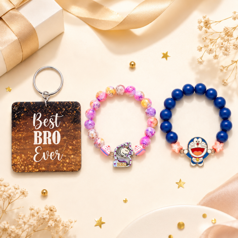 Unicorn & Doraemon Bracelet Bro Kids Rakhi Set of 2 Designer Rakhi for Brother