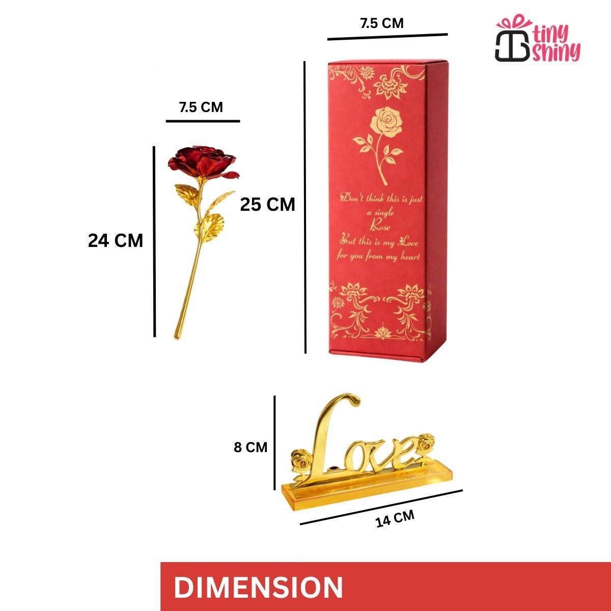 Gold Foil Rose & Love Showpiece Gift Set