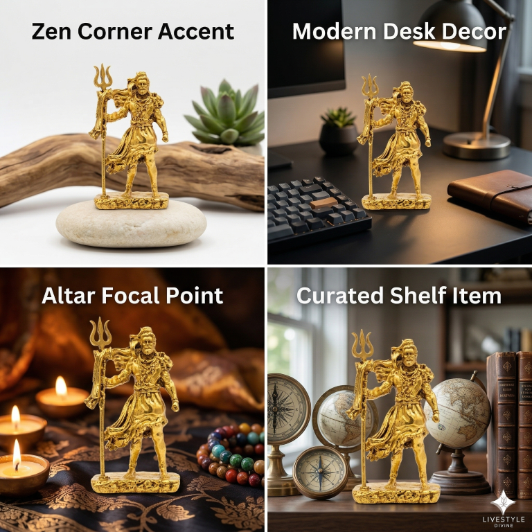 Lord Shiva Mahadev Standing Figurine with Trishul | Spiritual Home & Car Decor