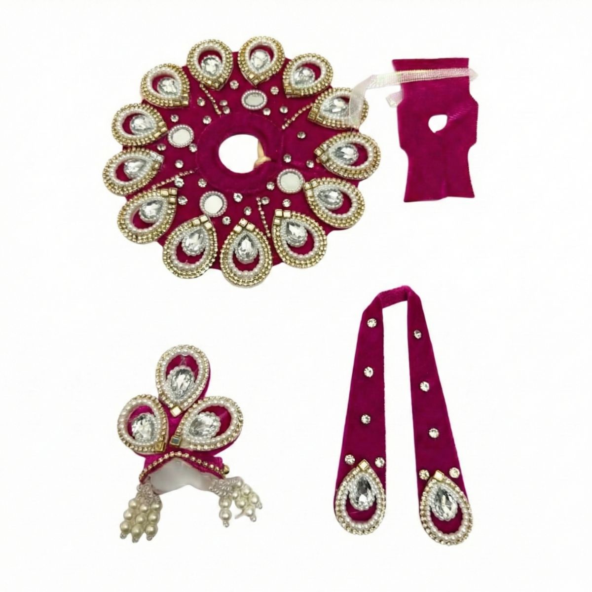 Tiny Shiny Laddu Gopal Poshak Thakur Ji Dress Heavy Designer Dress for Kanha Ji Fancy Dress for Bal Krishna Janmaasthmi Special for Ladoo Gopal Ji (Size-2 , Inch-6)